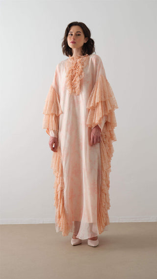 Lace Ruffle Kaftan Dress – Blush