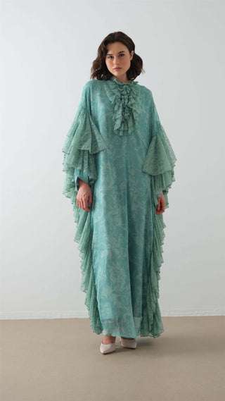 Lace Ruffle Kaftan Dress – Mint