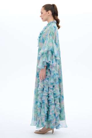 Ruffle-Sleeve Kaftan Dress – Mint