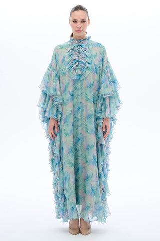 Ruffle-Sleeve Kaftan Dress – Mint