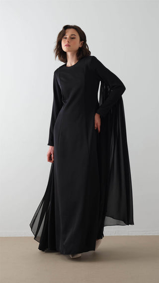 Cape Sleeve Detail Dress – Black