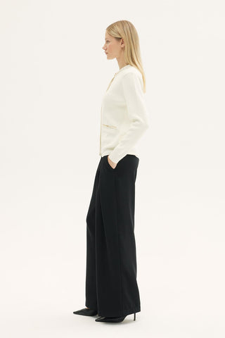 Koralin Tailored Wide-Leg Trousers – Black