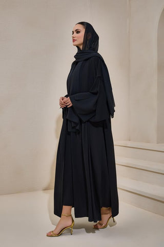 Laila Crepe Abaya Set – Black