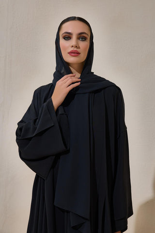 Laila Crepe Abaya Set – Black
