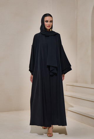 Laila Crepe Abaya Set – Black