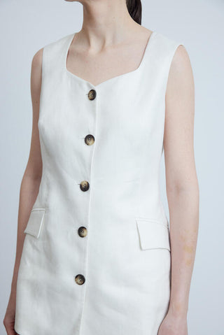 Linen Vest - White