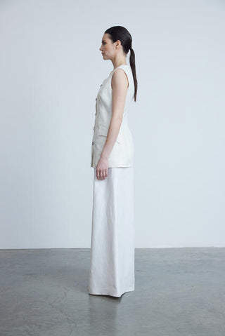 Loose Fit Trousers-Vest Co-Ord Set White