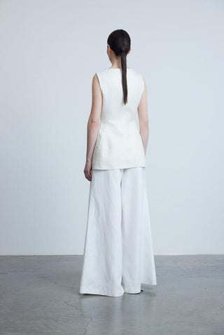 Loose Fit Trousers-Vest Co-Ord Set White