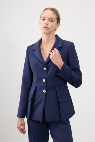 Minerva Double-Lapel Tailored Blazer – Blue