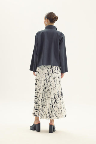 Minerva Printed Black Skirt and Blouse Set