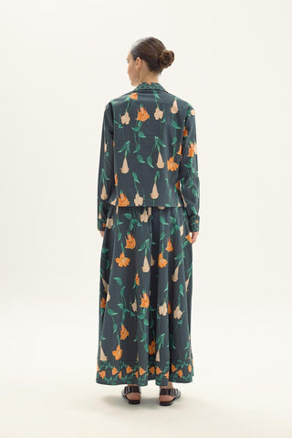 Molly Cotton Skirt and Blouse Set - Floral Green