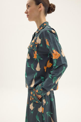 Molly Cotton Skirt and Blouse Set - Floral Green