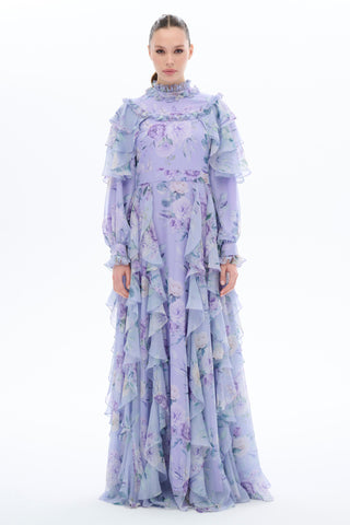 Ruffle Layered Maxi Dress - Lilac