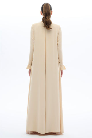 Ruffled Panel Dress – Beige