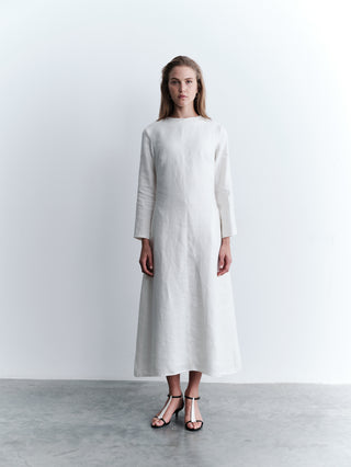 Minimalist Linen Maxi Dress - White