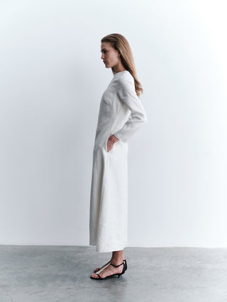 Minimalist Linen Maxi Dress - White