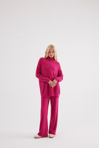 Orien Mercerized Knit Trousers – Fuchsia