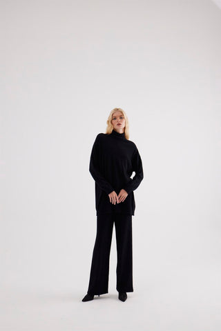 Orien Mercerized Knit Trousers – Black