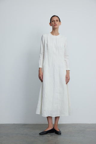 Relaxed Fit Linen Maxi Dress - White