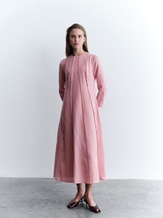 Relaxed Fit Linen Maxi Dress - Pink