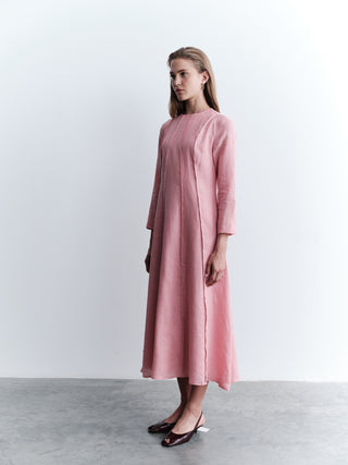 Relaxed Fit Linen Maxi Dress - Pink