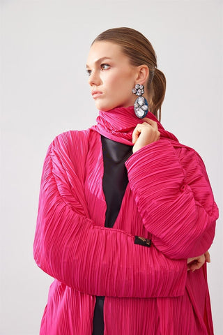 Pleated Fuchsia Abaya