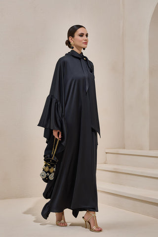 Royal Satin Kaftan – Black