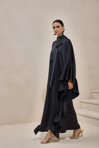 Royal Satin Kaftan – Black