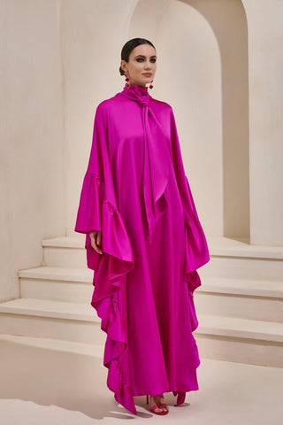 Royal Satin Kaftan – Fuchsia