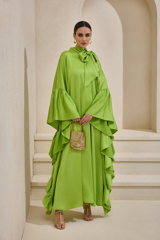 Royal Satin Kaftan – Light Green