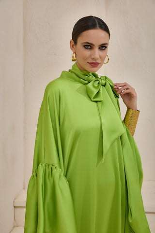Royal Satin Kaftan – Light Green