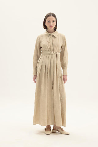 Salvia Dress with Belt – Beige