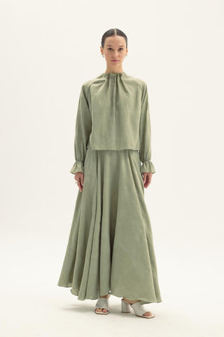 Salvia Skirt and Blouse Set - Green