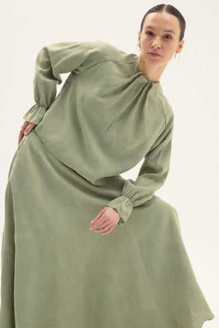Salvia Skirt and Blouse Set - Green