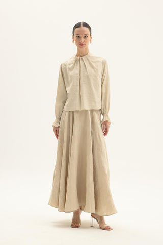 Salvia Skirt and Blouse Set - Beige