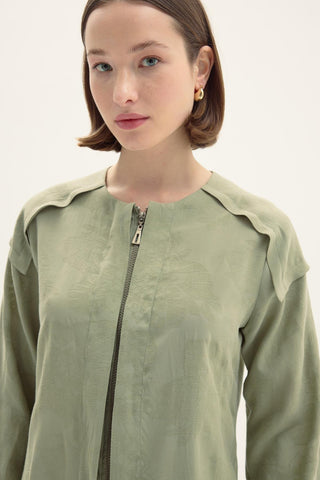 Salvia Zip-Front Dress – Sage Green