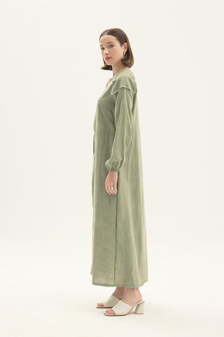 Salvia Zip-Front Dress – Sage Green