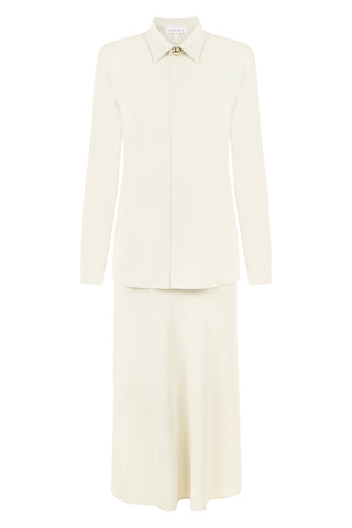 Satin Shirt & Skirt Set – Ecru