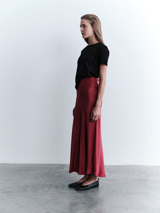 Satin Long Skirt – Bordeaux