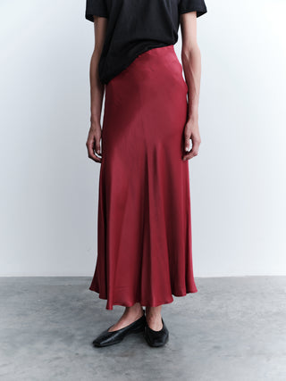 Satin Long Skirt – Bordeaux