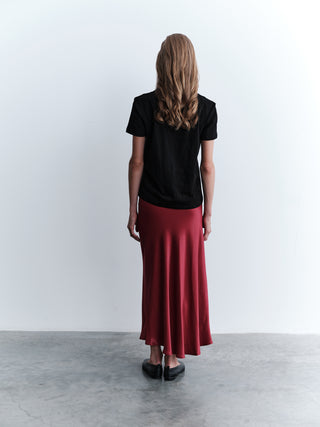 Satin Long Skirt – Bordeaux