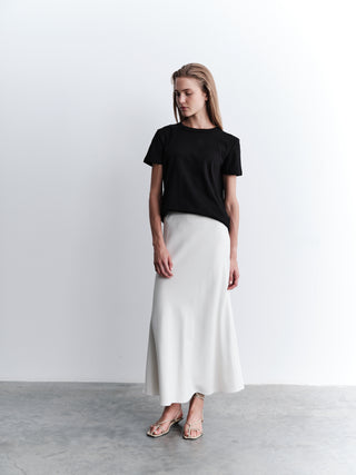 Satin Long Skirt – Ecru