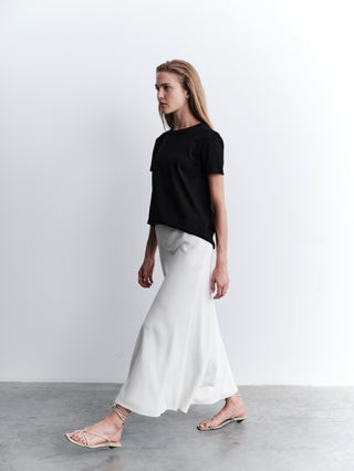 Satin Long Skirt – Ecru