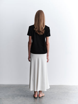 Satin Long Skirt – Ecru