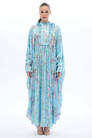 Striped Detail Kaftan Dress – Lihgt Blue