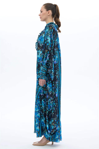 Striped Detail Kaftan Dress – Blue