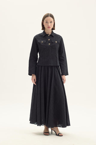 Sirius Embroidered Skirt Set – Black