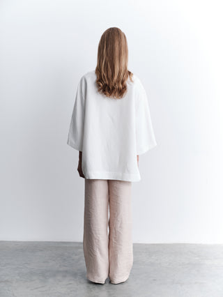 Tencel Front-Stitched Oversized Blouse – White