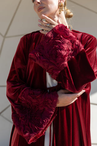 Velvet Rose Abaya – Burgundy