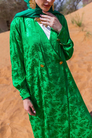Viscose Green Bloom Abaya